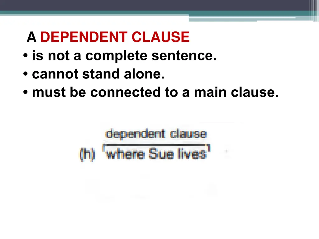 a dependent clause is not a complete sentence