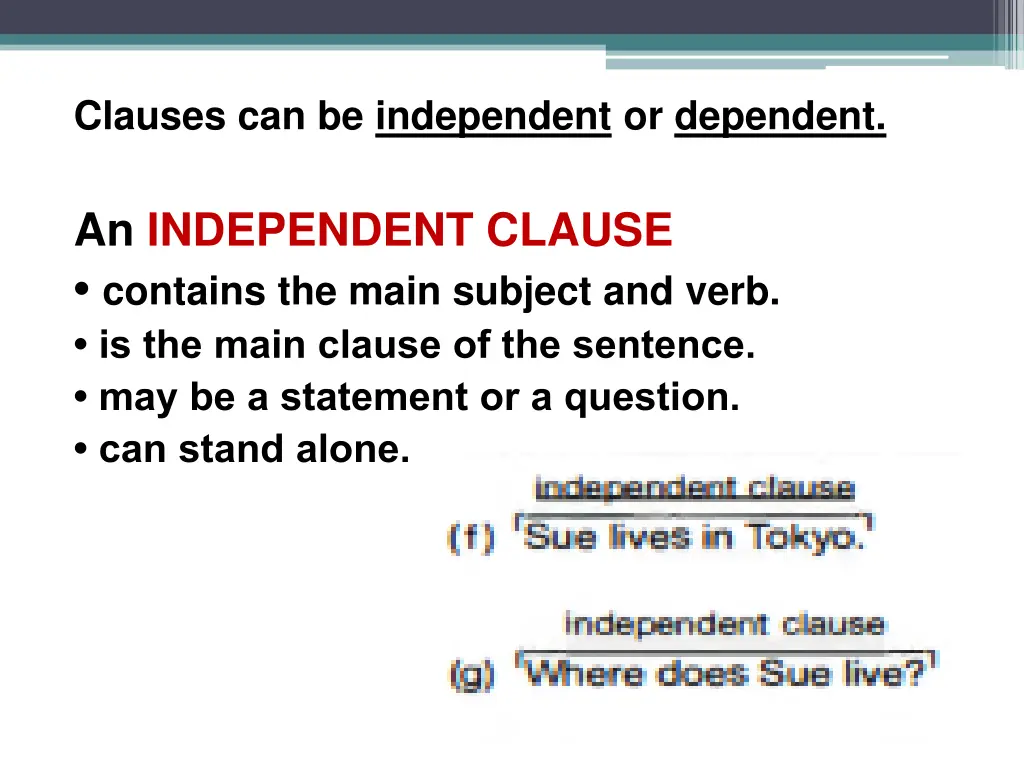 clauses can be independent or dependent