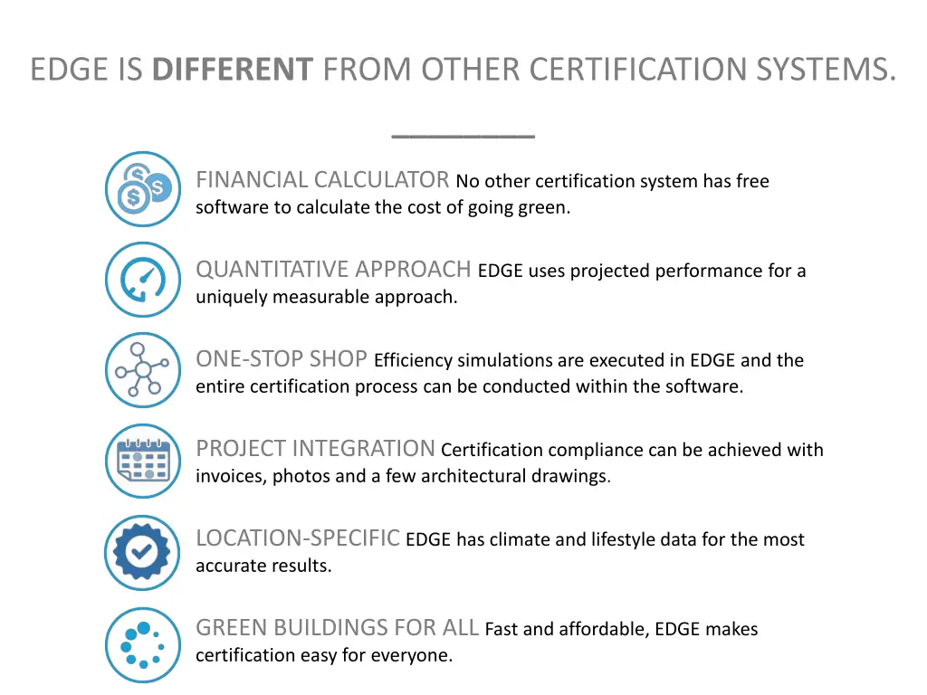 edge is different from other certification systems