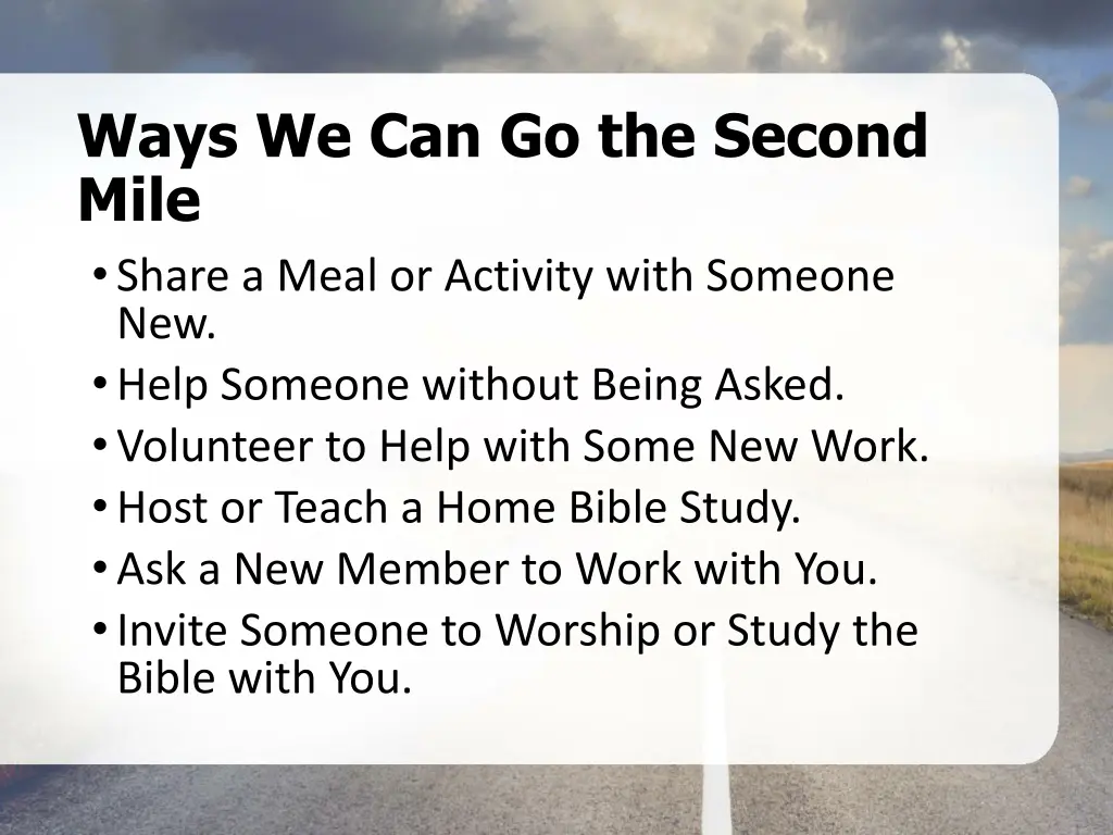 ways we can go the second mile share a meal