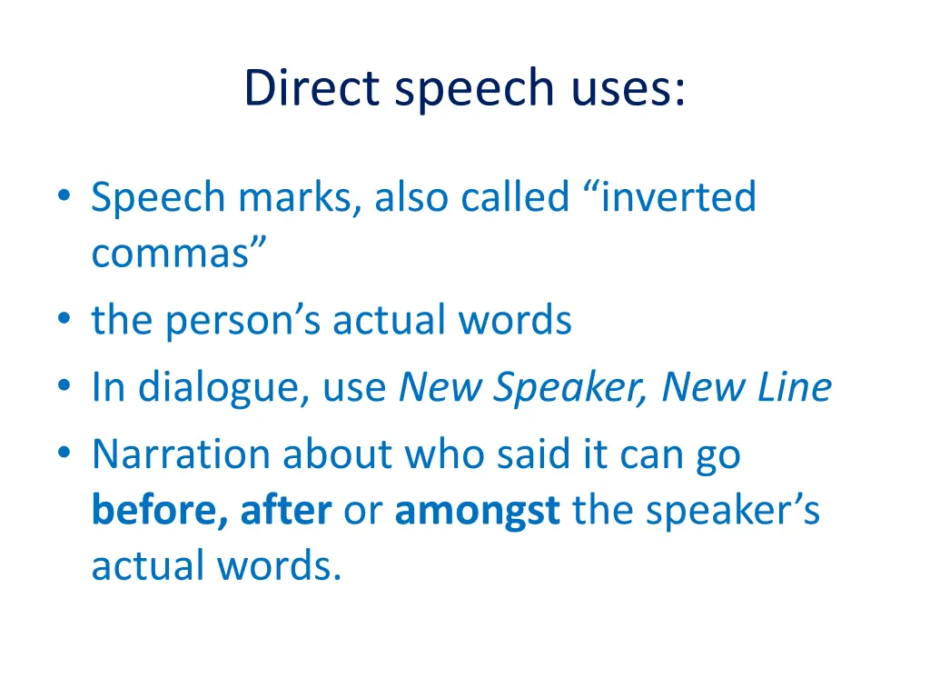 direct speech uses