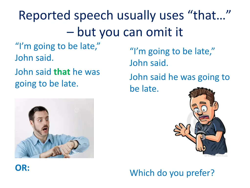 reported speech usually uses that