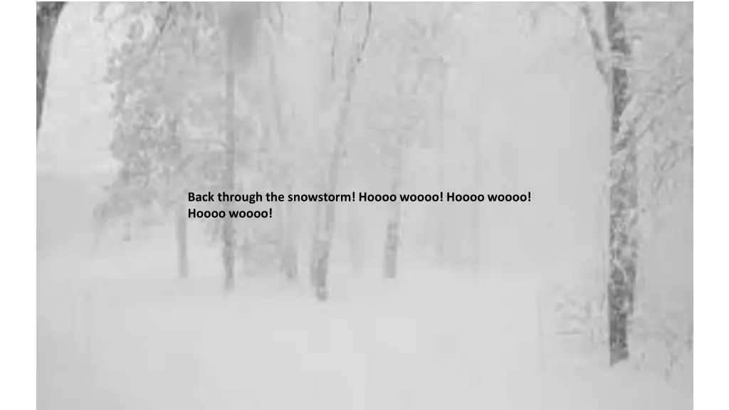 back through the snowstorm hoooo woooo hoooo