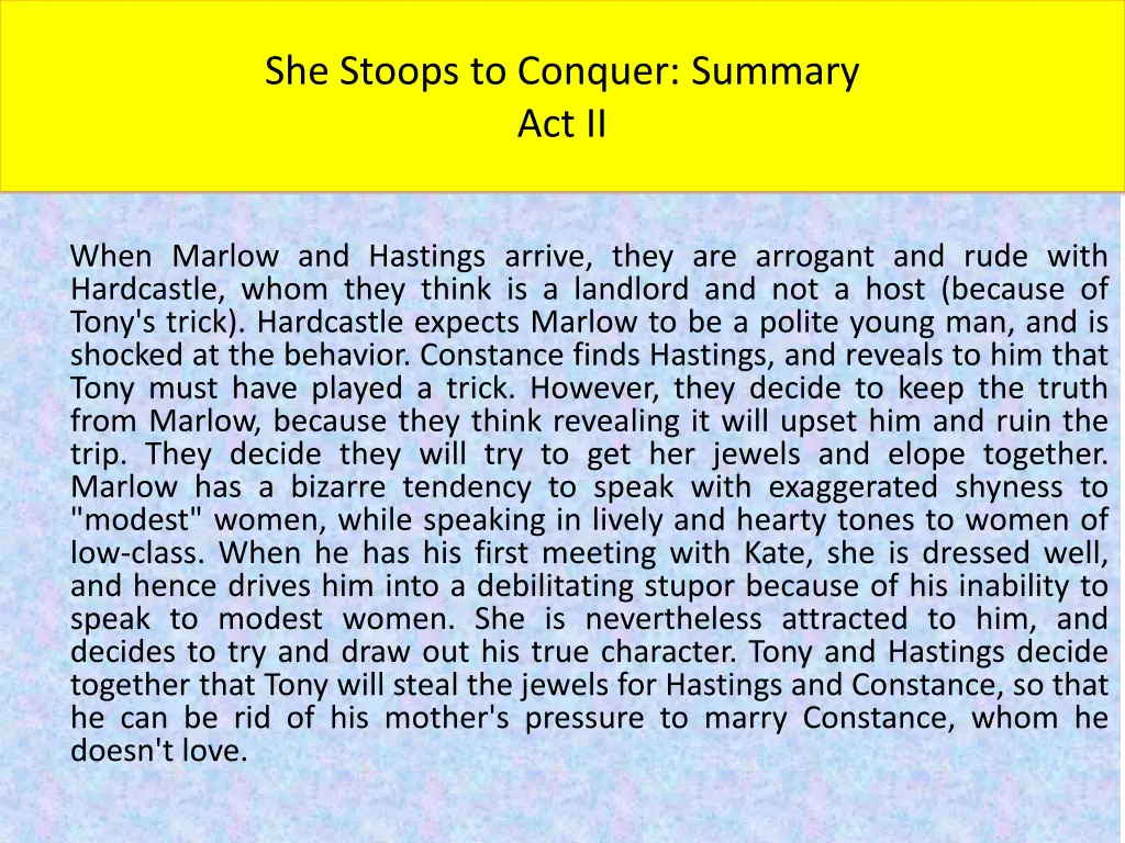 she stoops to conquer summary act ii