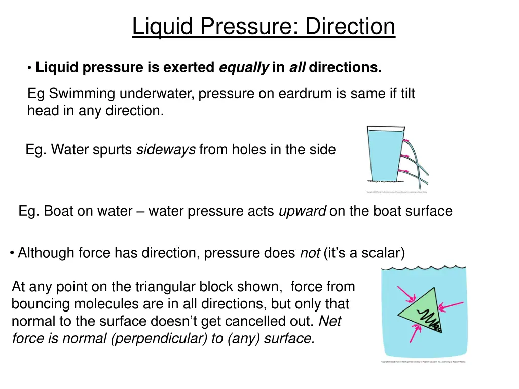 liquid pressure direction