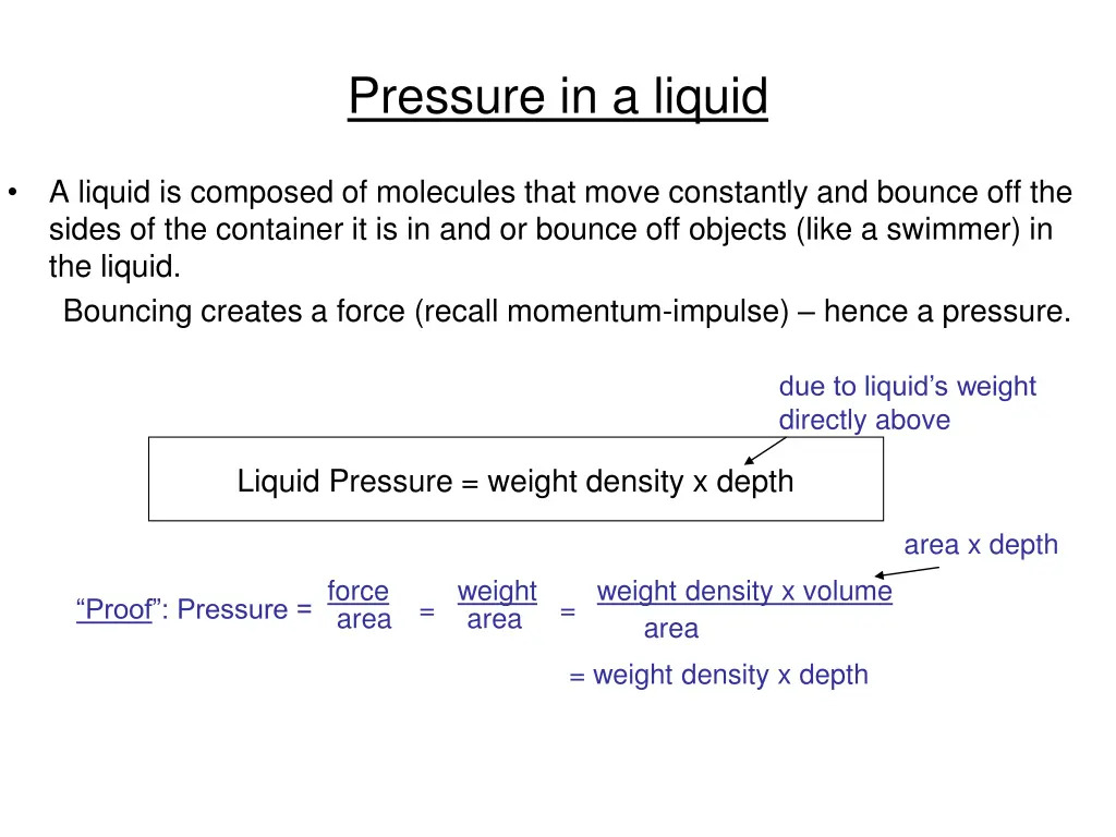 pressure in a liquid