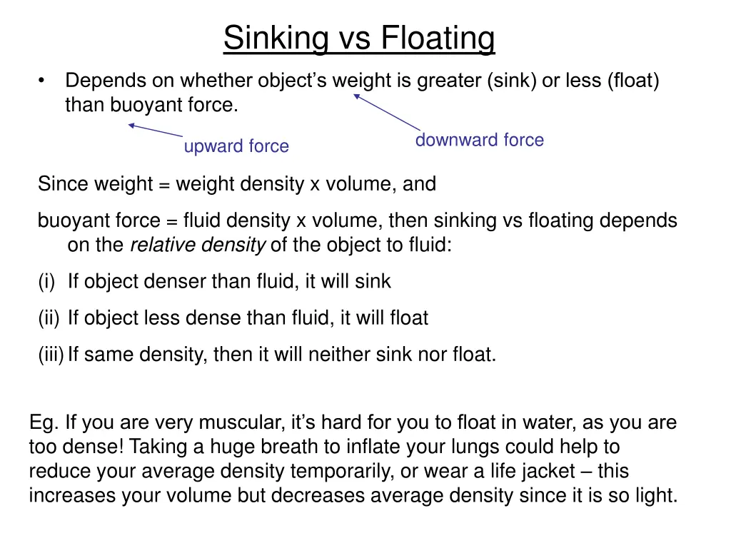 sinking vs floating