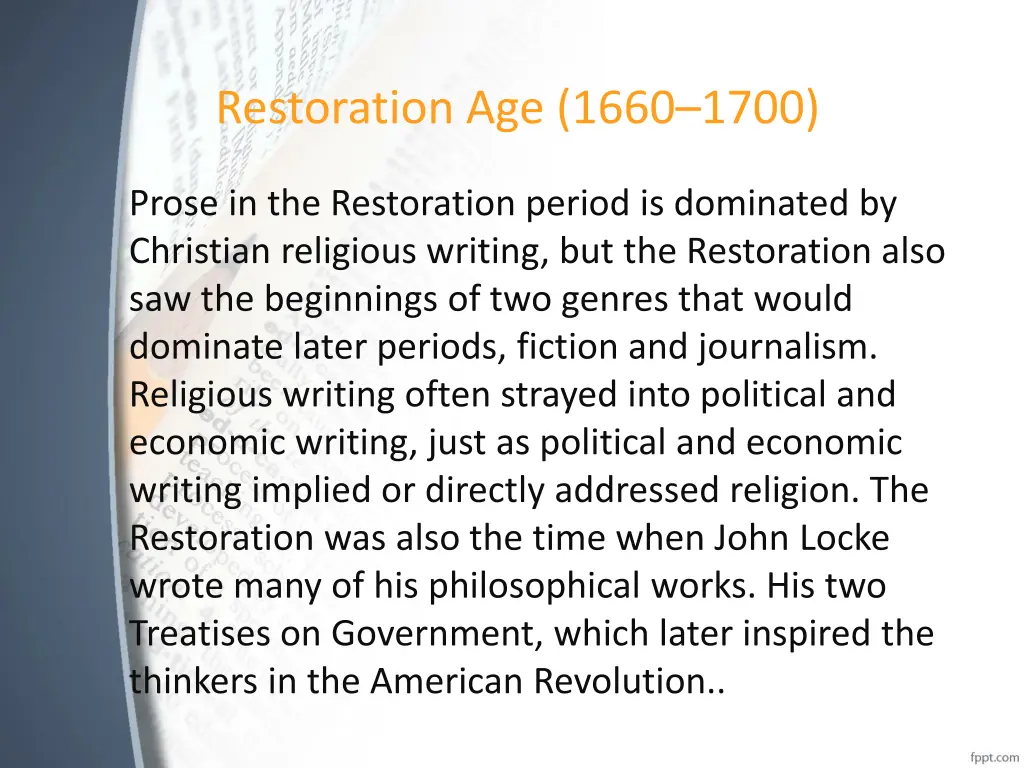 restoration age 1660 1700 2