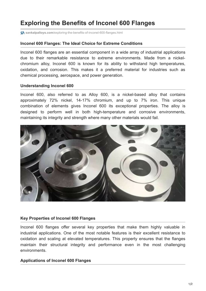 exploring the benefits of inconel 600 flanges