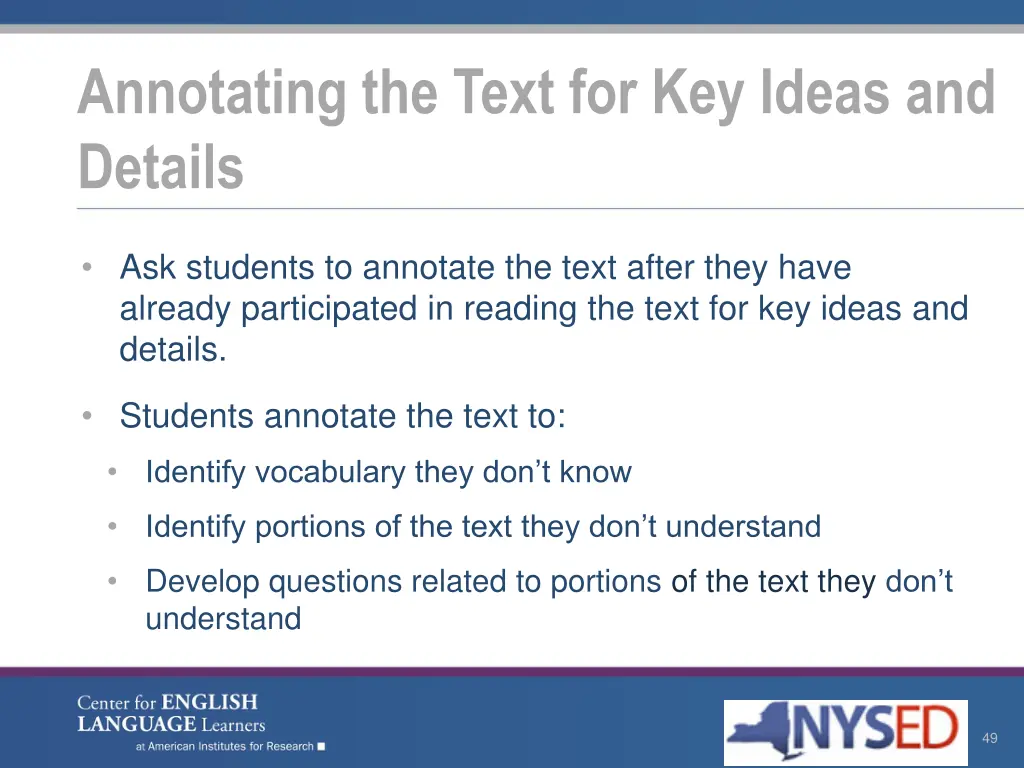 annotating the text for key ideas and details 2