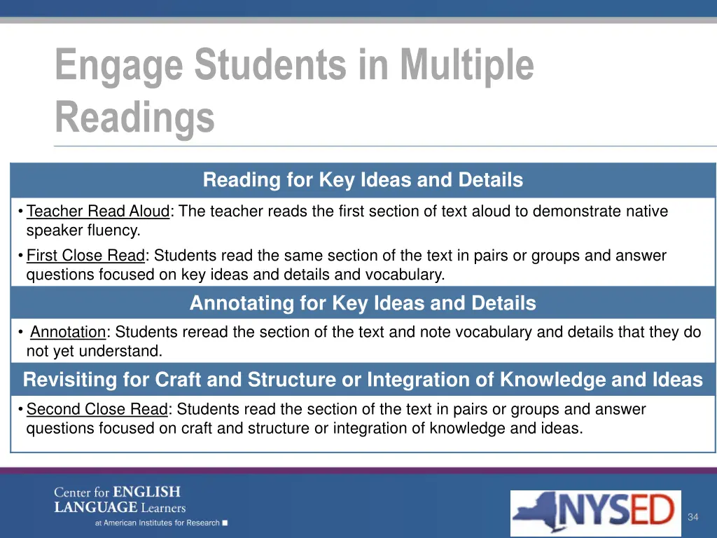 engage students in multiple readings