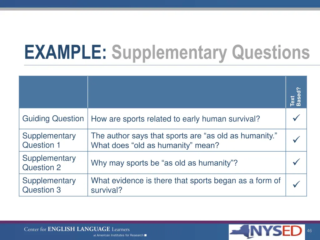 example supplementary questions