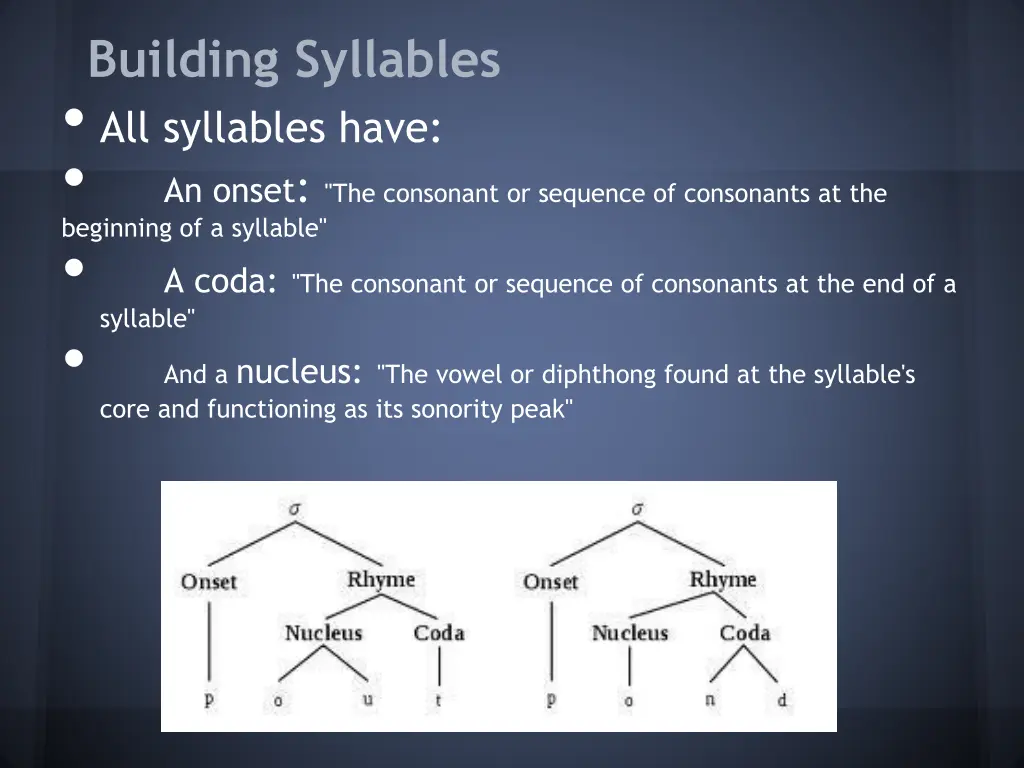 building syllables all syllables have beginning