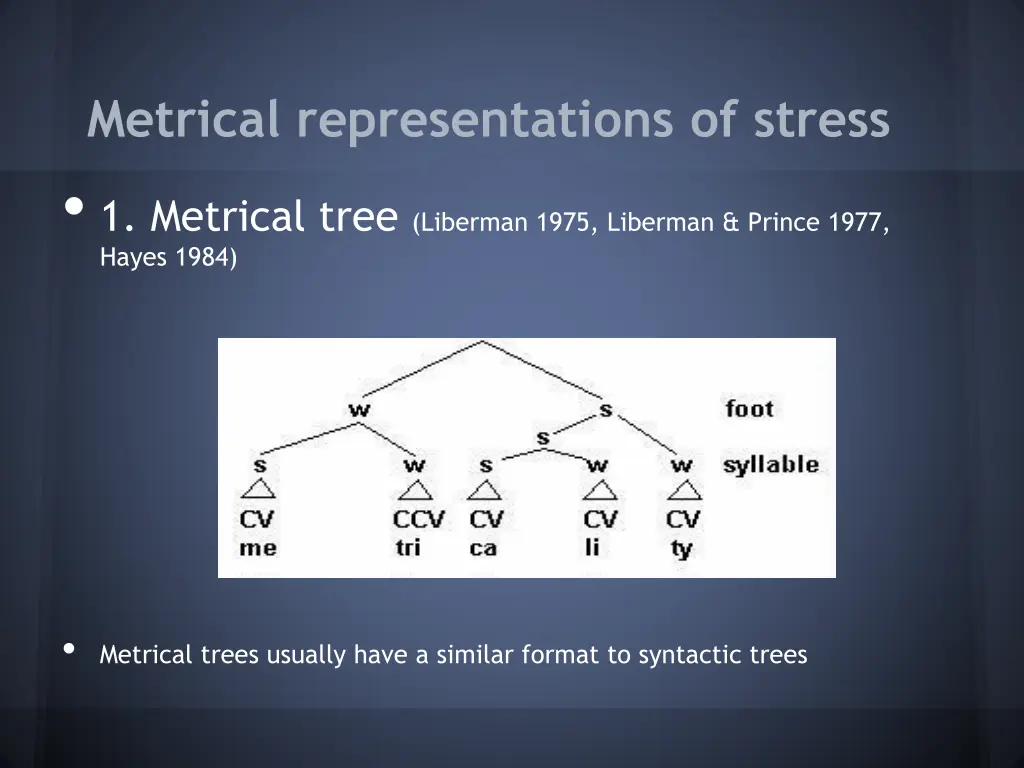 metrical representations of stress 1 metrical