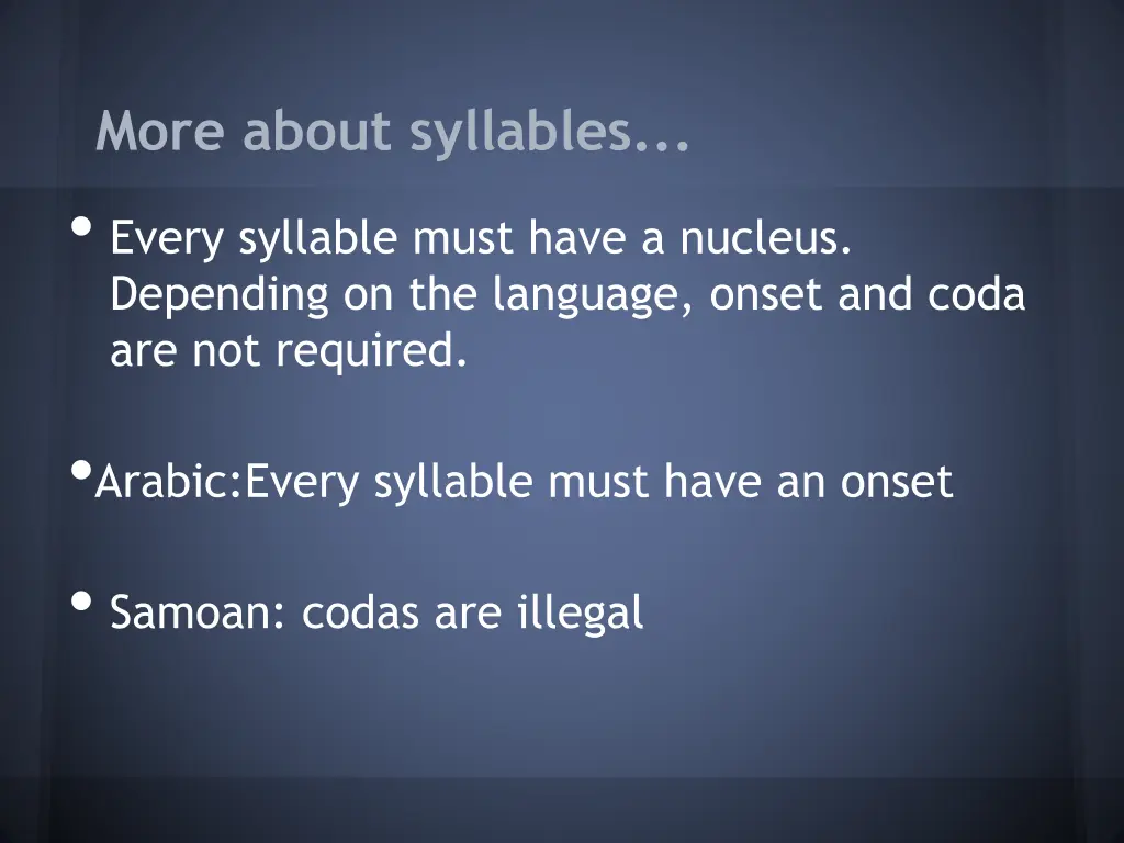 more about syllables every syllable must have