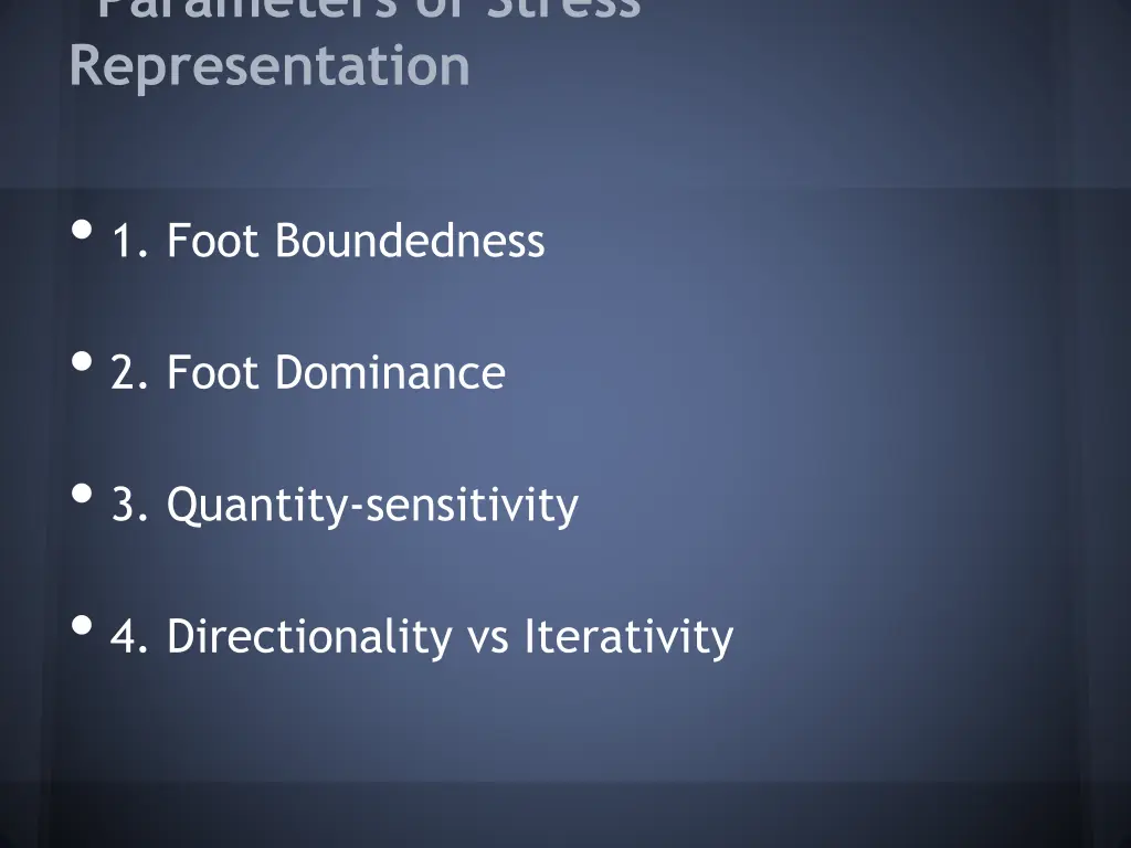 parameters of stress representation