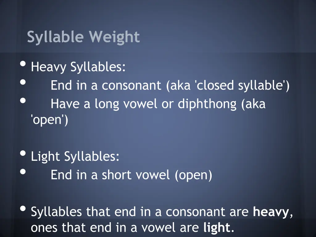 syllable weight heavy syllables