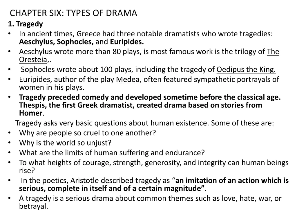 chapter six types of drama 1 tragedy in ancient