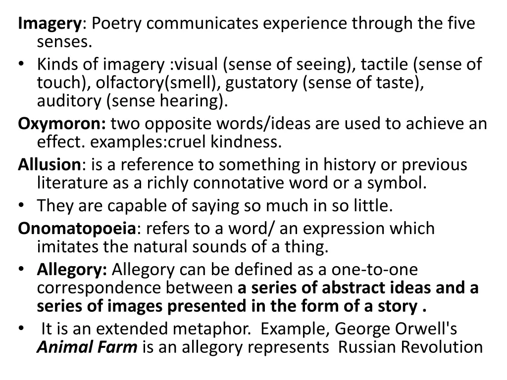 imagery poetry communicates experience through