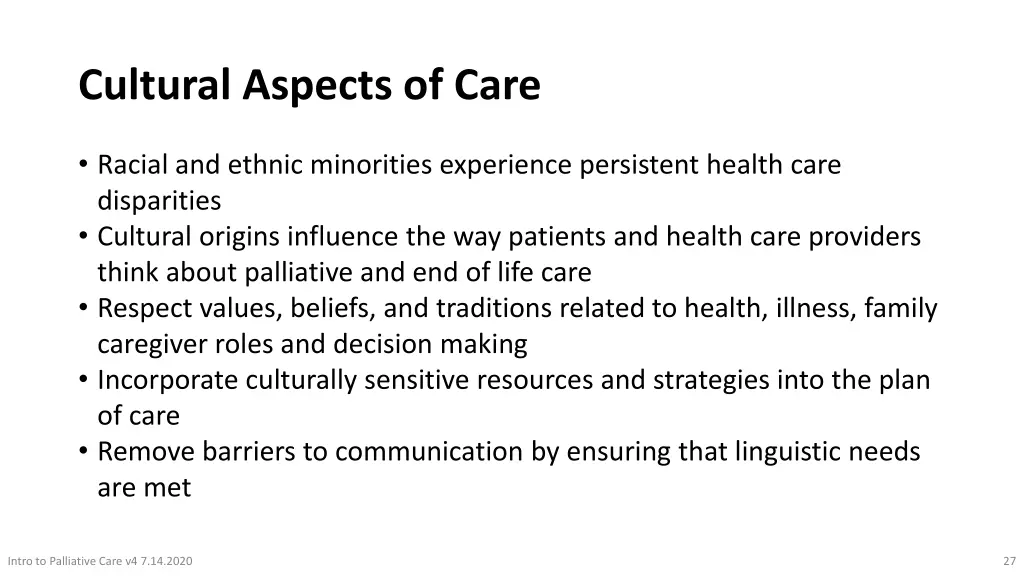 cultural aspects of care