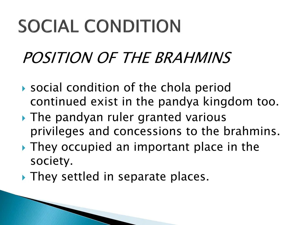 position of the brahmins