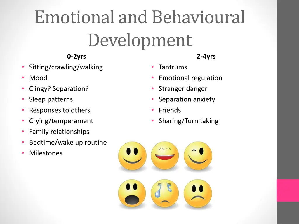 emotional and behavioural development 0 2yrs