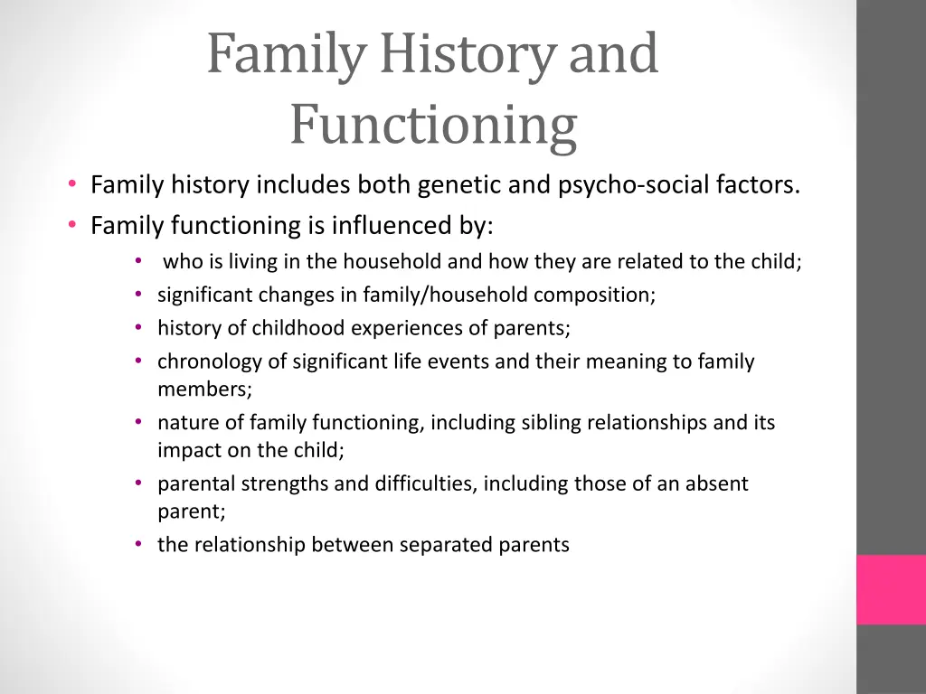 family history and functioning family history