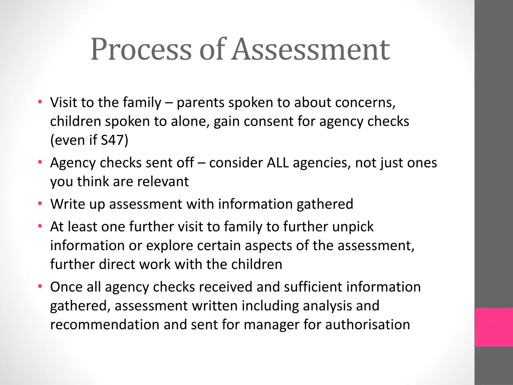 process of assessment