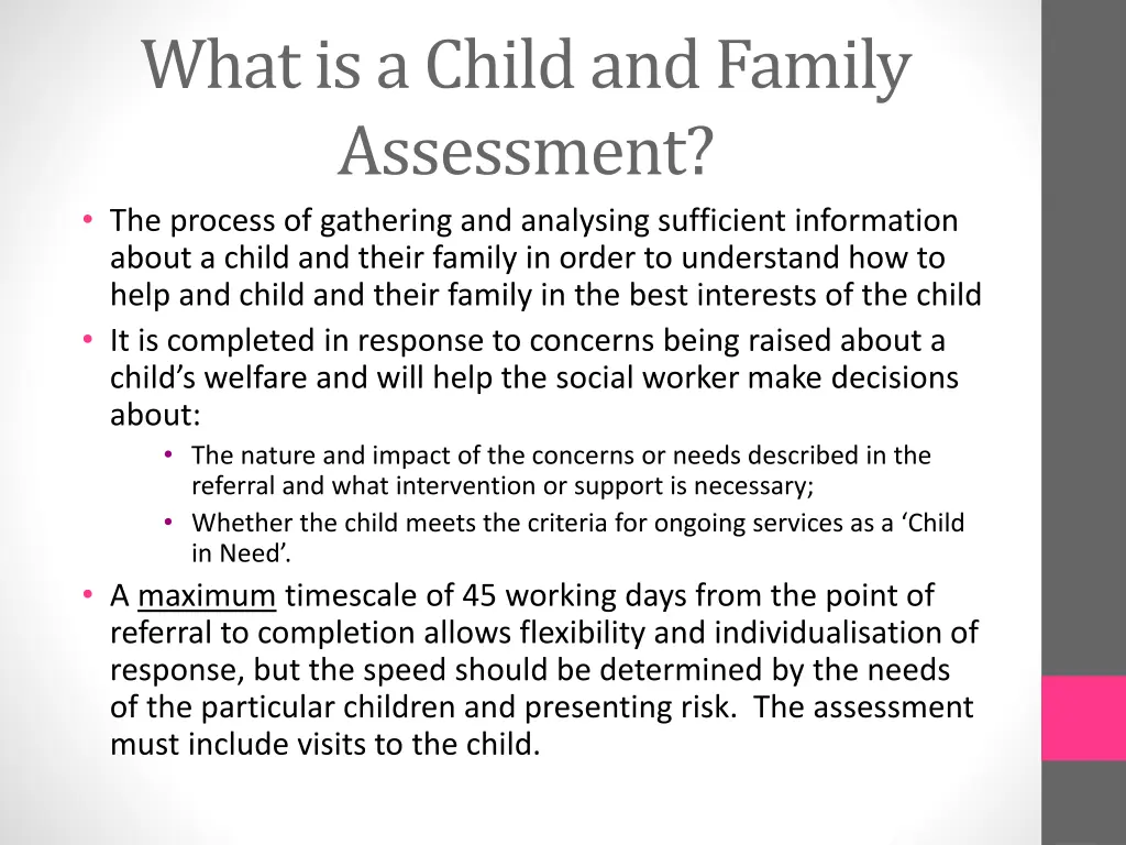 what is a child and family assessment the process