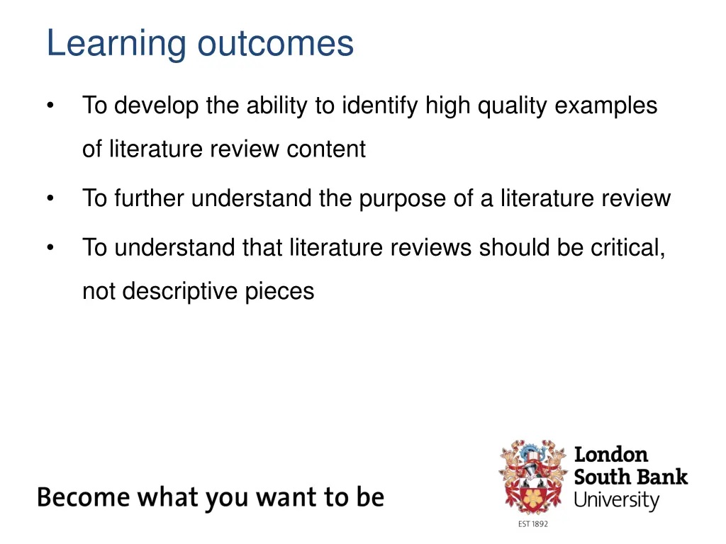 learning outcomes