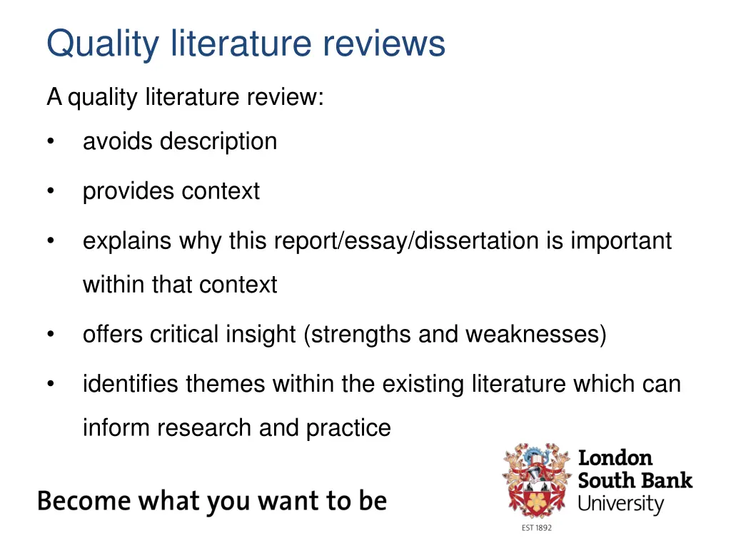 quality literature reviews 1