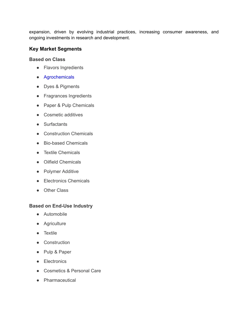 expansion driven by evolving industrial practices