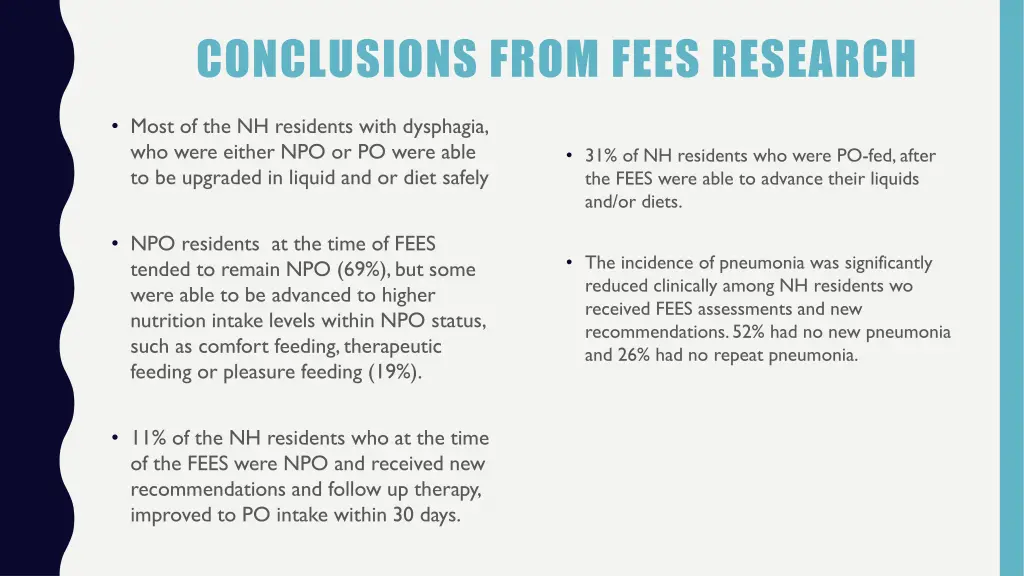 conclusions from fees research