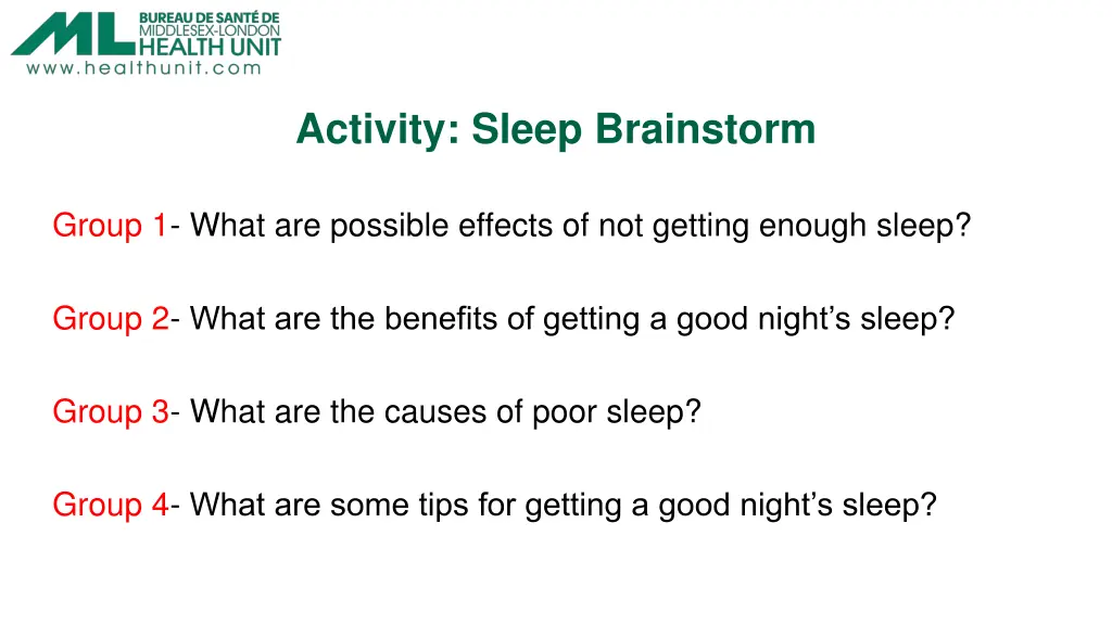 activity sleep brainstorm