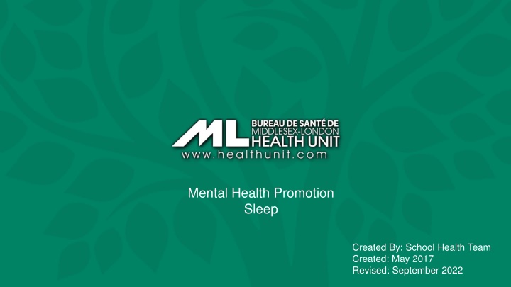 mental health promotion sleep