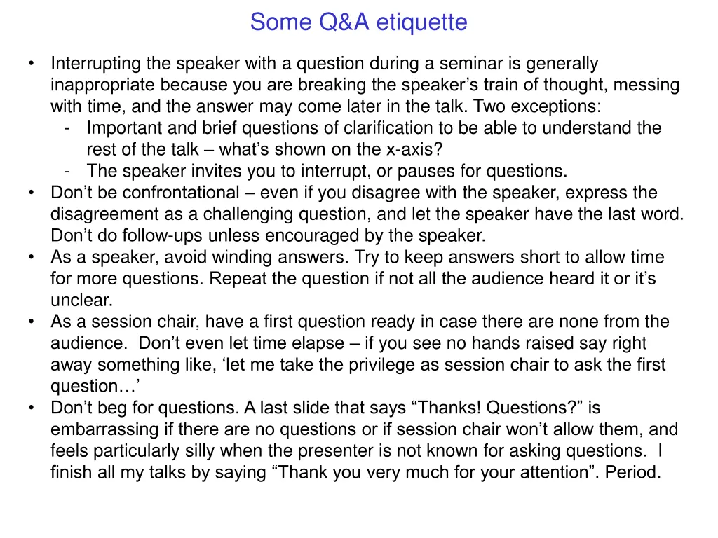 some q a etiquette