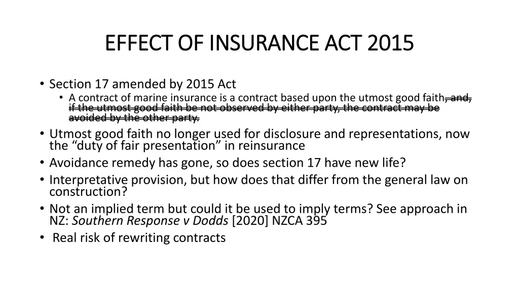 effect of insurance act 2015 effect of insurance