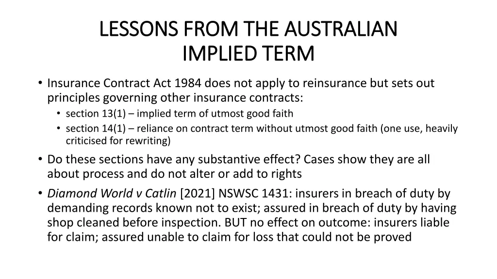 lessons from the australian lessons from