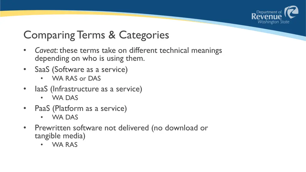 comparing terms categories caveat these terms