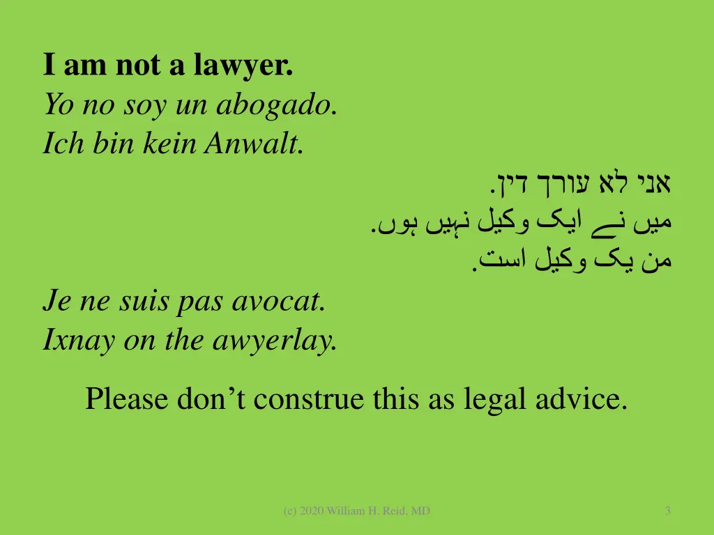 i am not a lawyer yo no soy un abogado