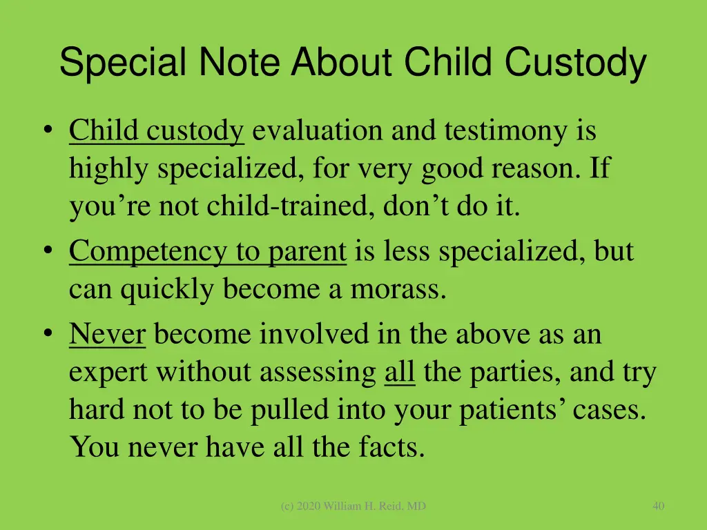 special note about child custody