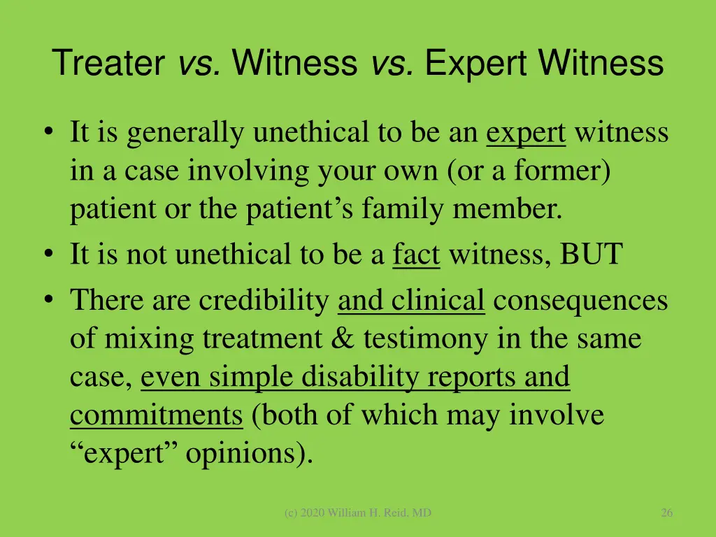 treater vs witness vs expert witness