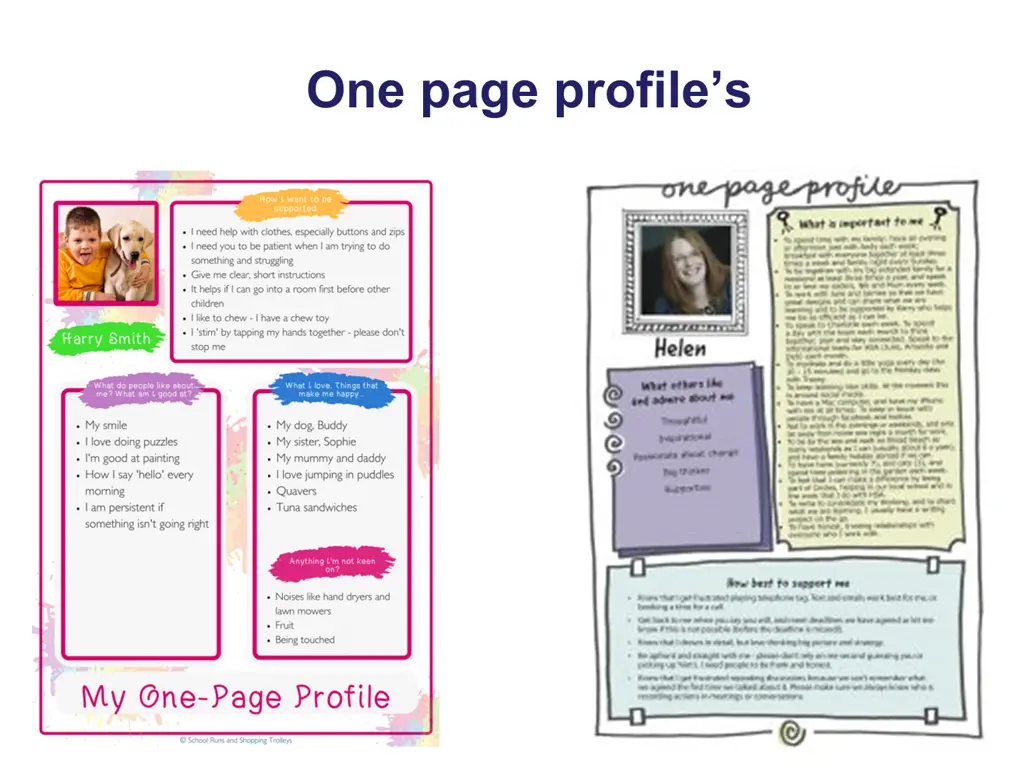 one page profile s