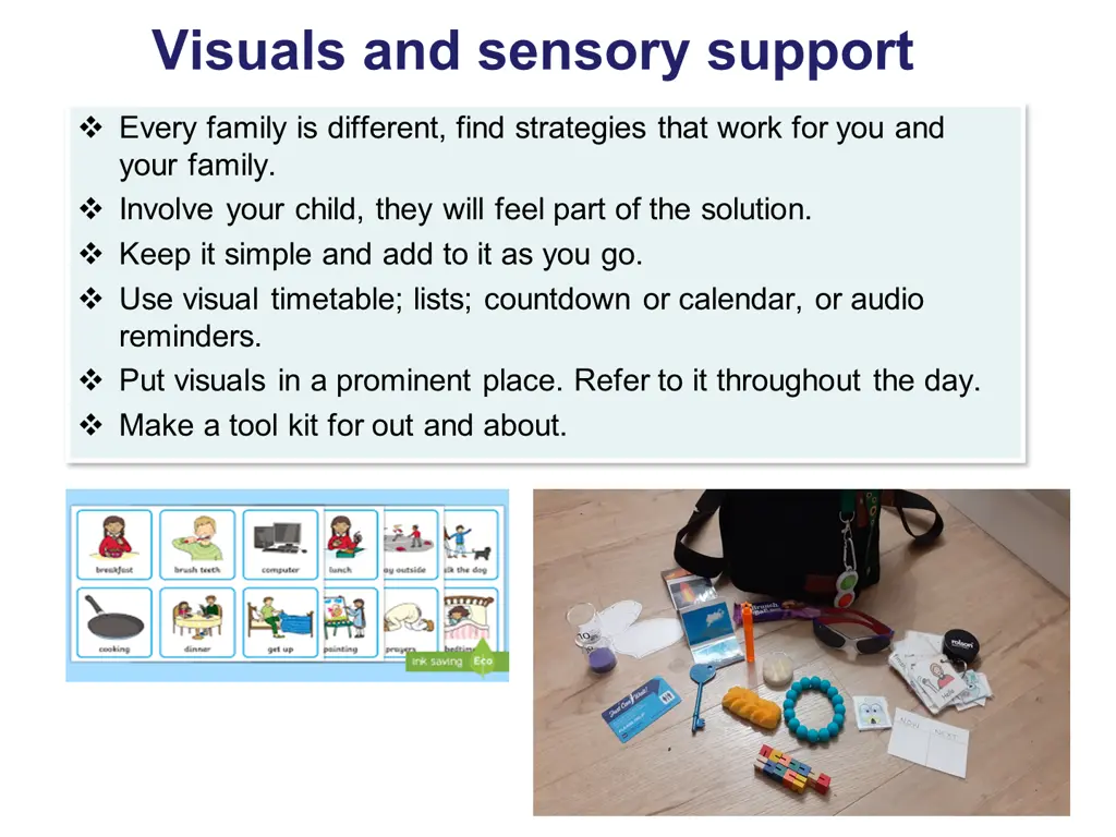 visuals and sensory support