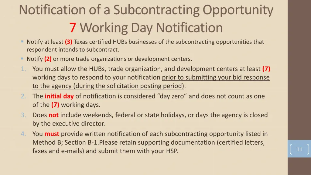 notification of a subcontracting opportunity