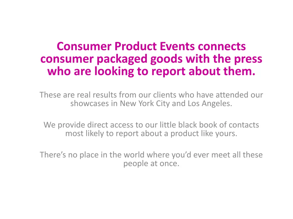 consumer product events connects consumer