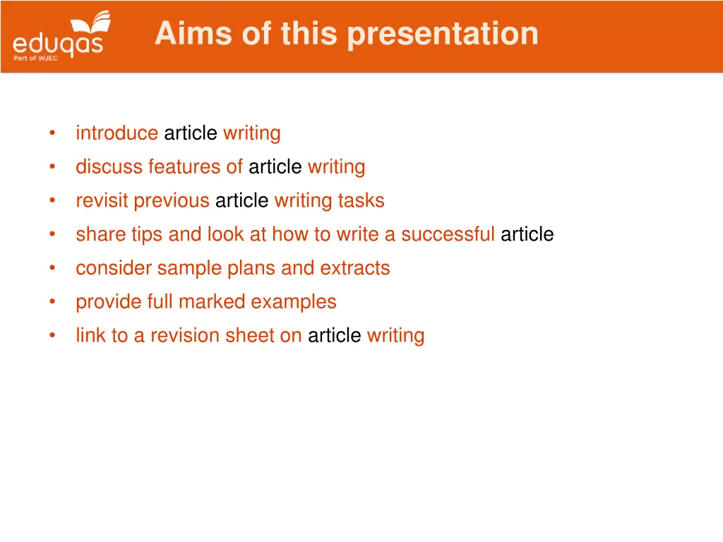 aims of this presentation