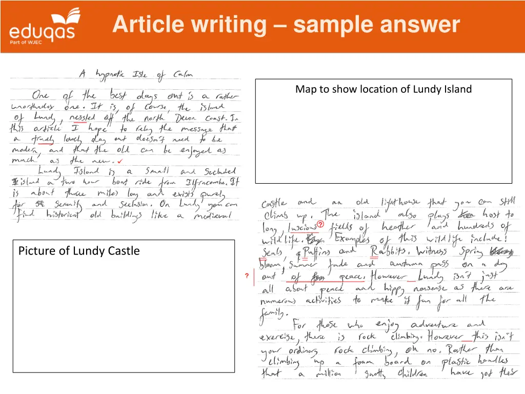 article writing sample answer 1