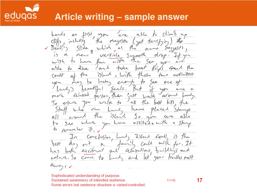 article writing sample answer 2