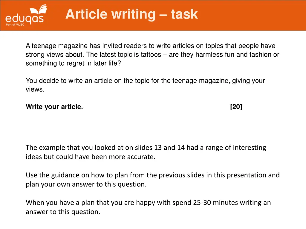 article writing task